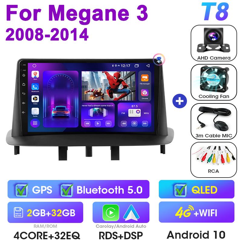 2 Din Android 12 Car Radio Multimedia Video Player For Renault Megane 3 Fluence 2008 - 2014 GPS 4G Carplay Auto Stereo RDS DVD