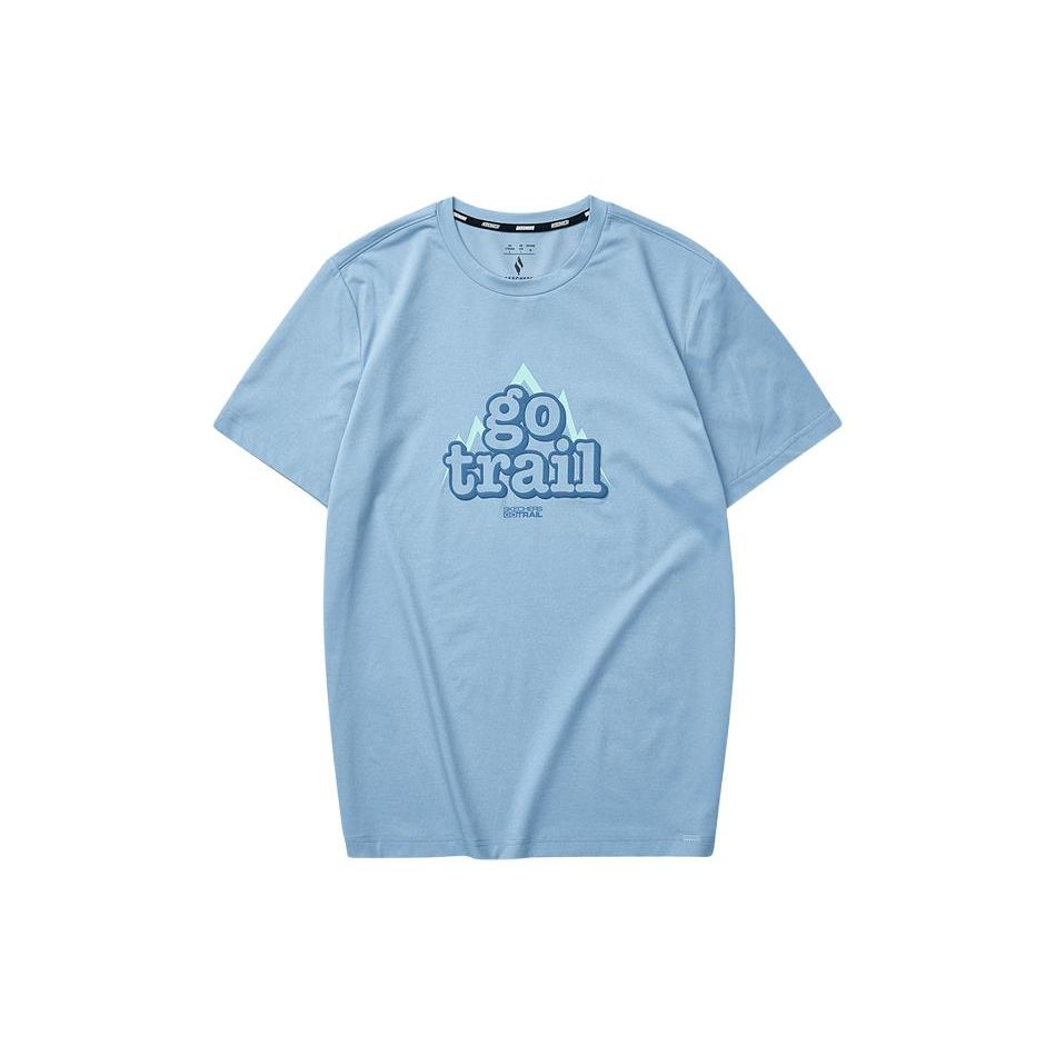 Skechers Letter Print Round Neck Pullover Comfortable Casual Sports Short Sleeve T-Shirt Men T-Shirt Rain-Blue L224M005-0163 XXL