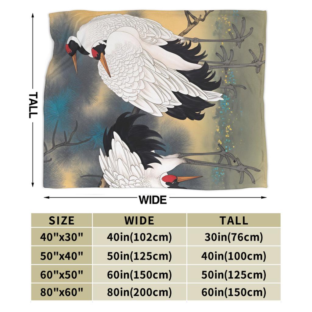 Chinese Style Crane Plush Blankets Girls Boys Flannel Throw Blanket For Couch Chair Sofa Bed Super Warm Quality Bedspread Gift