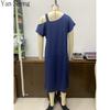 Women Nightgown Off‑Shoulder Letter Print Short Sleeve Nightdress Thin Sexy Loose Home Wear for Summer Sleepwear
