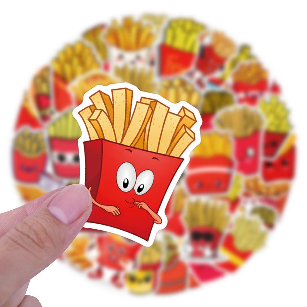 55 Graffiti-Style French Fries Stickers for Scooter & Computer - Waterproof Decoration