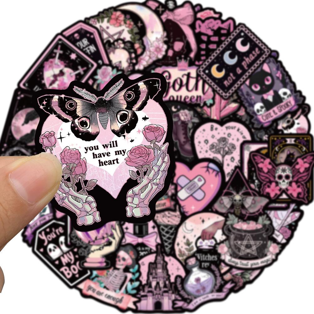 50 STÜCKE Schwarz Rosa Gothic Stil Magische Hexe Cartoon Aufkleber DIY Handy Laptop Gepäck Skateboard Graffiti Aufkleber