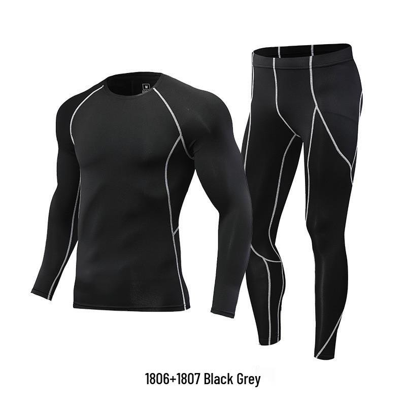 Men's Quick-Drying Elastic Compression Long Sleeve Fleece-Lined Fitness Suit