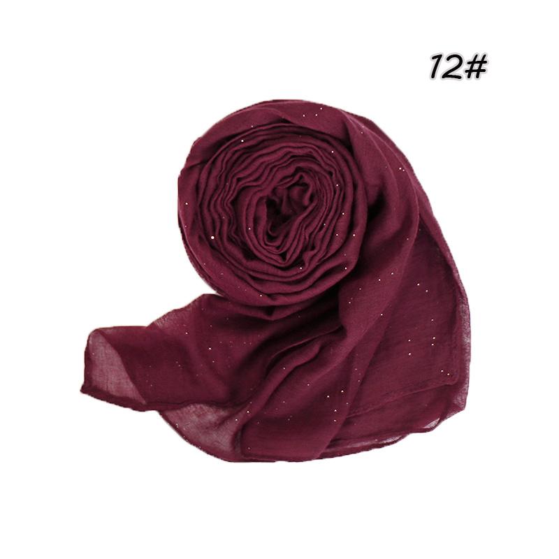 Shimmer Glitter Cotton Viscose Hijab Scarves For Women Muslim Long Shawls Headscarf Wraps Solid Headbands Stole Bufandas Turbans