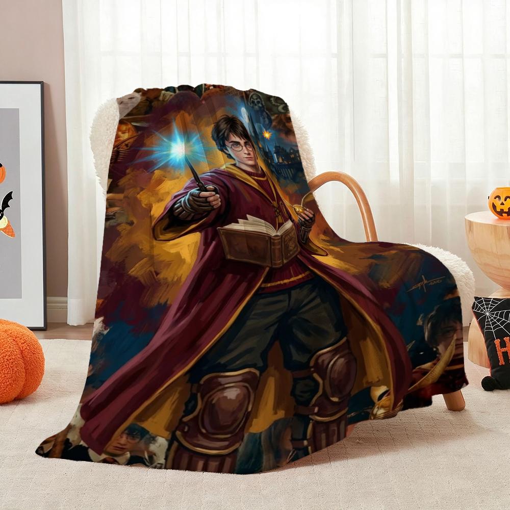 Harry Potter Magical Adventures Flannel Printed Blanket Thick Warm Throw Blanket For Living Room Gaming Room Home Party Decor Holiday Gift