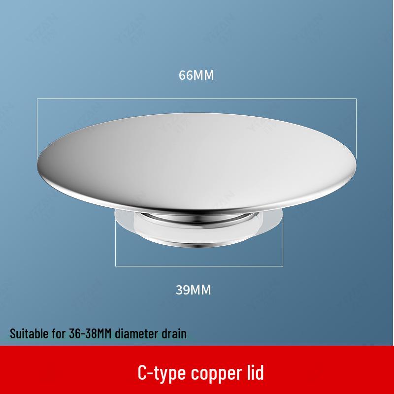 All-Copper Pop-Up Sink Basin Drain Plug & Cover