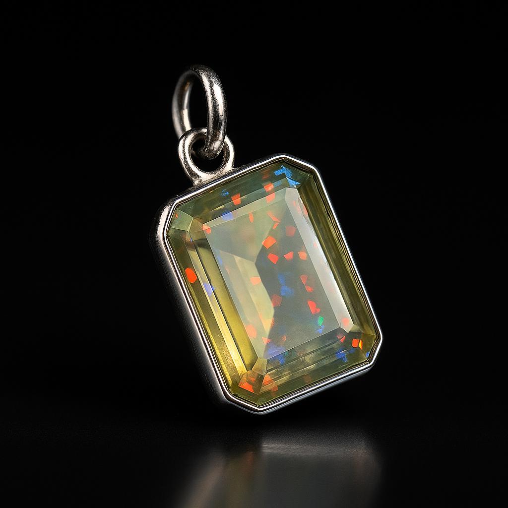 Natural Fire Opal 21 ct 925 Sterling Silver Emerald Pendant Gemstone Jewelry Gift