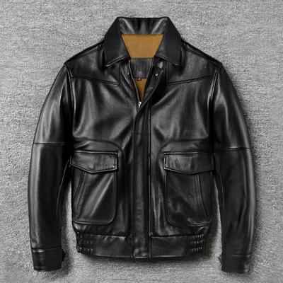 Vintage Red Brown Men Leather Jacket Oversized Style Black Genuine Cow Loose Man Bomber Coat Plus Size