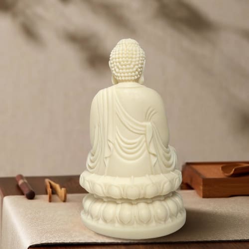 YUYAKESHI Buddha Statue, Seated Buddha Statue, Amulet, Good Luck, Feng Shui, Buddha Statue, Coconut Fruit, Lotus Pedestal, Buddhist Altar Figurine, 12