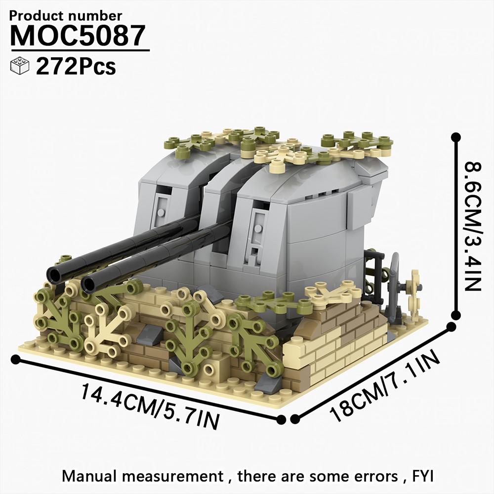 

MOOXI Military Series 272Pcs MOC Bricks WW2 Battery Positions Wars Set Model Building Blocks Kids Toys For Children Gift MOC5087
