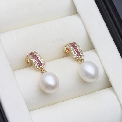 Freshwater Silver 925 Wedding Pearl Earrings Woman,Vintage Natural Pearl Earrings Jewelry Wife Girl Birthday Gift White Pink