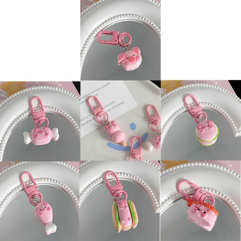 Pig Pendant Alloy Acrylic Material Long Lasting Use Animal Keychain for Bag