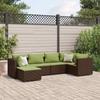 Vidaxl 6-Seater Garden Lounge Set, Cushions, Brown Rattan Pe