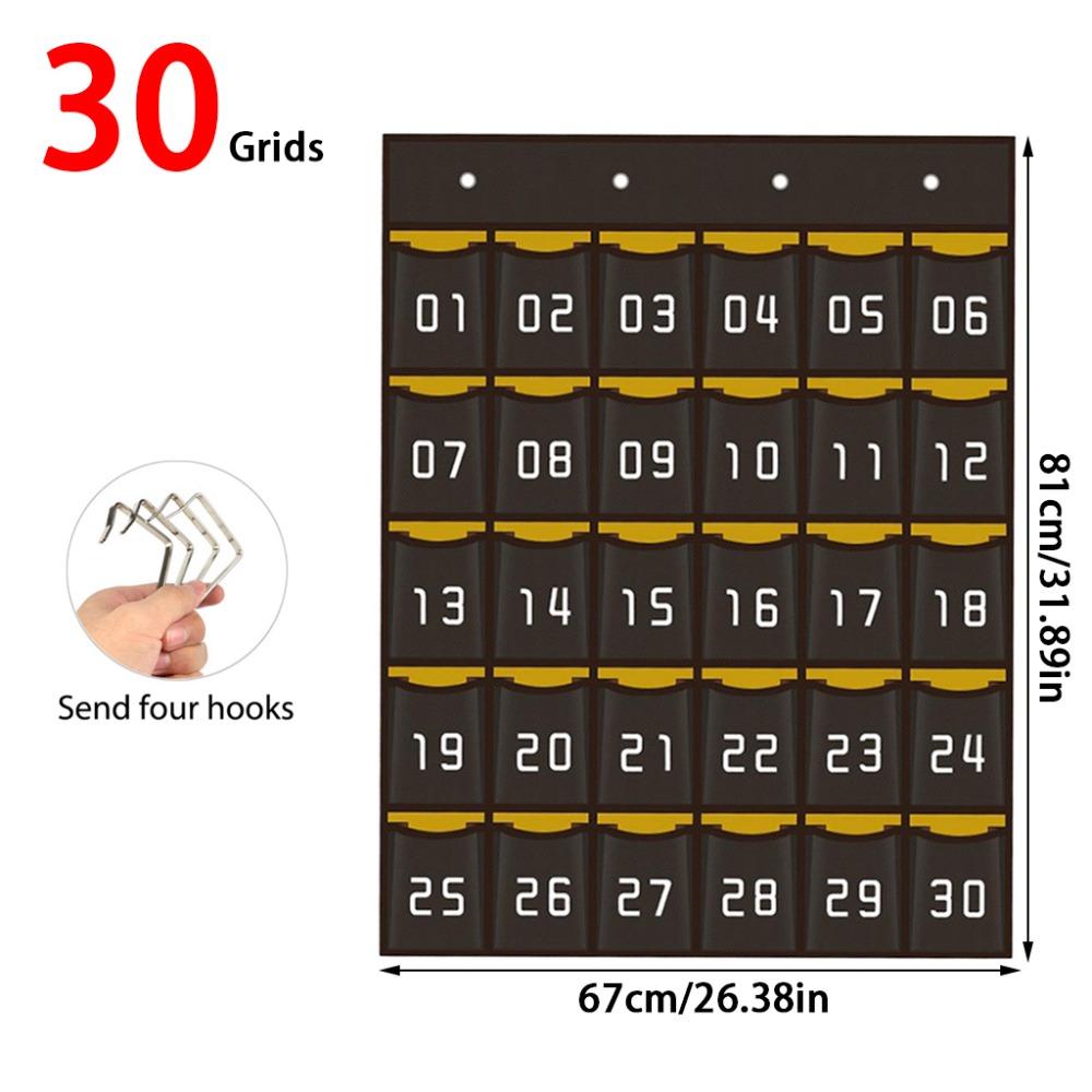 

30/36/42/48 Ячеек Подвесная сумка для телефона Пронумерованная подвесная сумка для двери Школьный настенный дверной декор Grey-30Grids