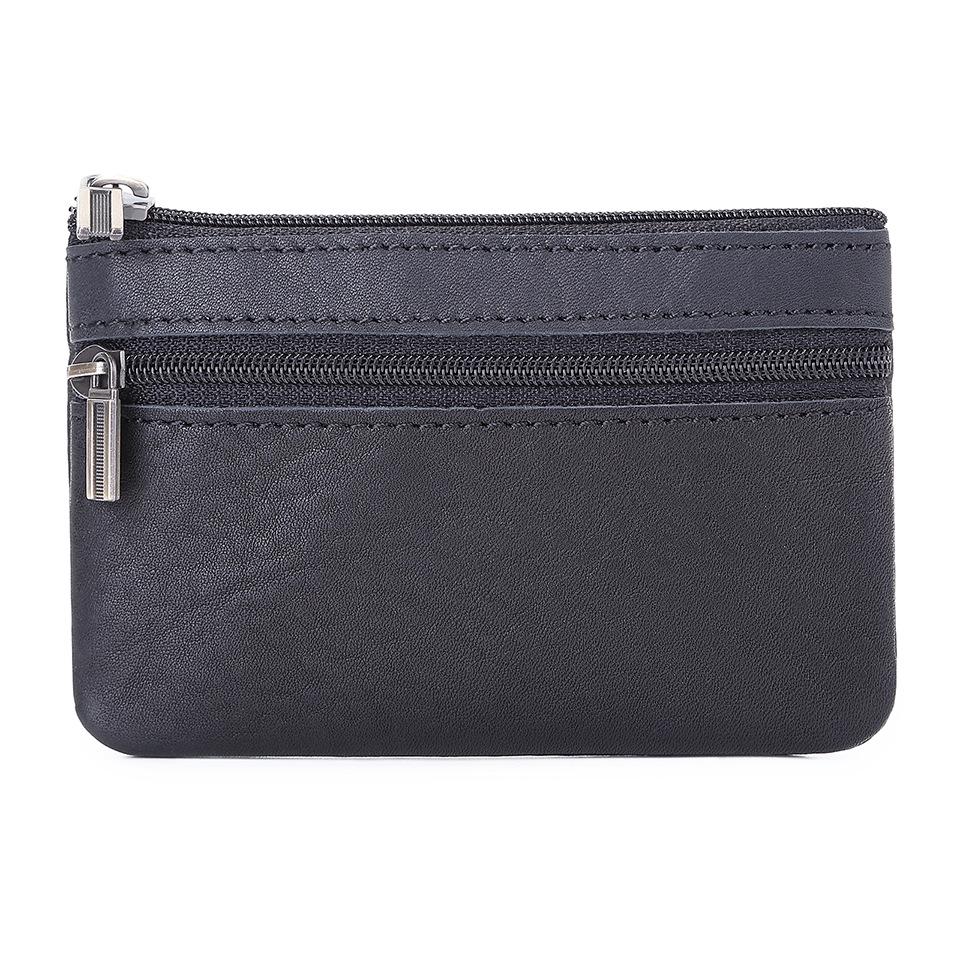 Women's Leather Coin Purse & Card Holder - Crazy Horse Leather Zippered Key Bag, Wear-Resistant Backpack Coin Storage