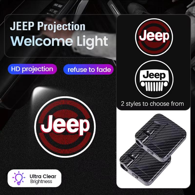 For Jeep 2Pcs JEEP HD Car Door Welcome Light Led Projector Lamp For Jeep Renegade Compass Grand Cherokee Wrangler Jk Gladiato