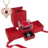 Red Heart Necklace with Red Rose Gift Box for Wife, Mother's Day Present, Valentine's Date Souvenir, Anniversary Keepsake