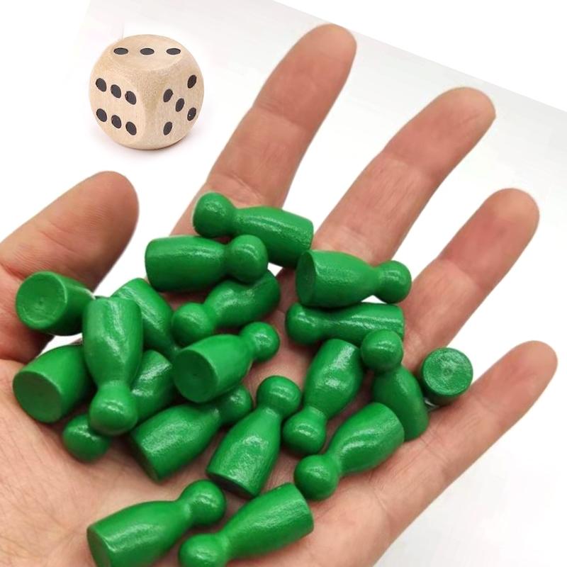 16Pcs Children'S Humanoid Wooden Puzzle Game Wooden Board Game Chess Pieces Humanoid Checkers Pieces Flying Chess