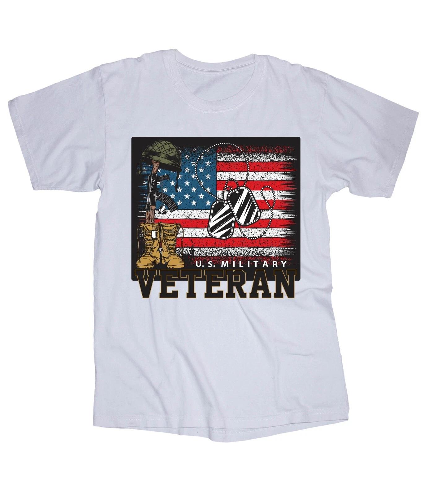 U.S. Military Veteran White T-shirt Army Navy Marines Air Force America 3XL