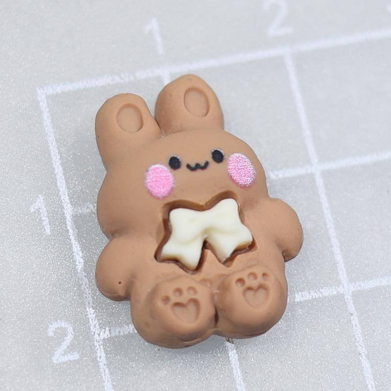 

Cartoon Little Bear & Rabbit Resin Ornaments: Beige Milk Tea Phone Case & DIY Hair Accessories