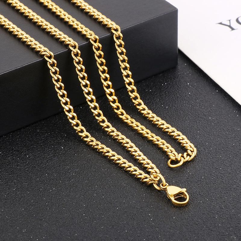 Stack with Double -sided Cuban Chain Titanium Steel Skull Necklace