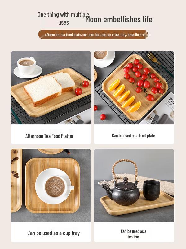 Rechteckiges Serviertablett aus Bambus und Holz im japanischen Stil