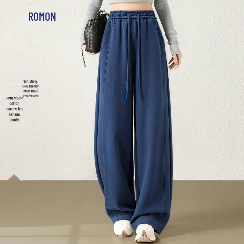 Romon Women s High-Waist Loose Fit Casual Pants M