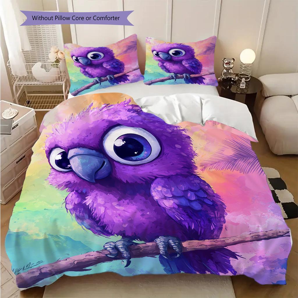 Parrot Pattern Bedding Quilt Set Quilt Cover Pillowcase Home Decoration Birthday Gift (1 * duvet cover + 2 * pillowcase, without core)
