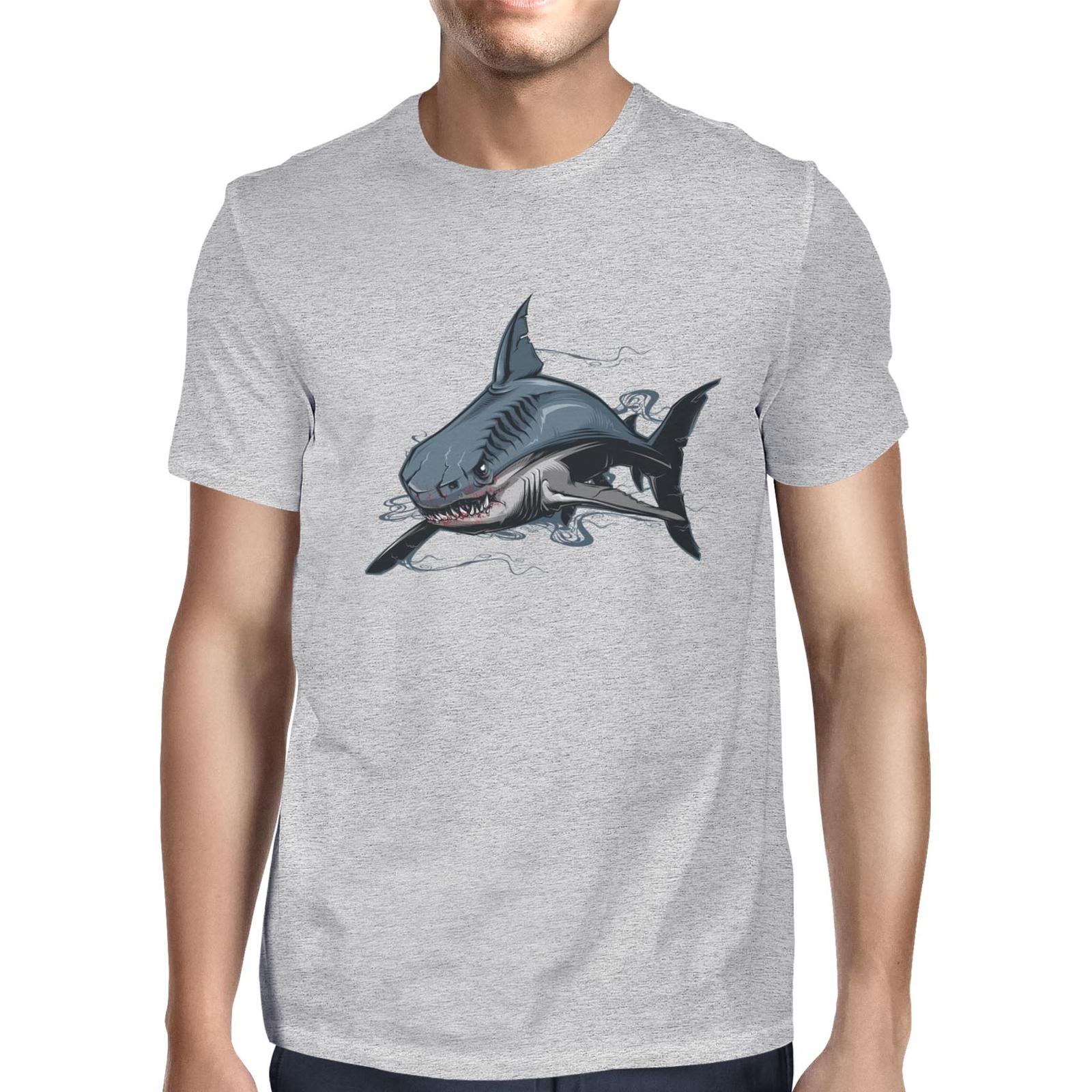 1Tee Mens Great White Shark with Bloody Face T-Shirt S