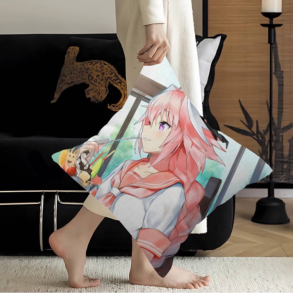 AAstolfo Rose Mignonne Fille Anime Housse de Coussin Taie d'oreiller Salon Canapé Décoration de Maison Personnalisé