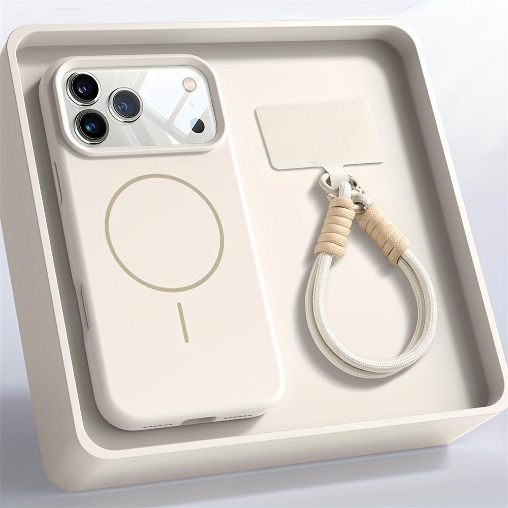 Luxury Liquid Silicone Lanyard Phone Case For iPhone 17 16 15 14 13 Pro Max For Magsafe Magnetic Strap Protector Soft Back Cover