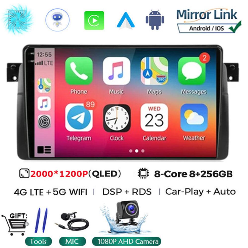 Android 14 Carplay WIFI+4G For BMW E46 M3 1998-2006  Car Radio Multimedia Video Playor Stereo GPS DPS Head Unit 360 Camera BT