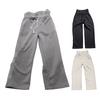 Men Casual Pants Elastic Waist Adjustable Drawstring Long Trousers with Pockets Fake Two Pieces
