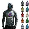 Men's Casual Hooded Long Sleeve Raglan Color-Block Sun Top with Halloween Print (Without Glasses)
