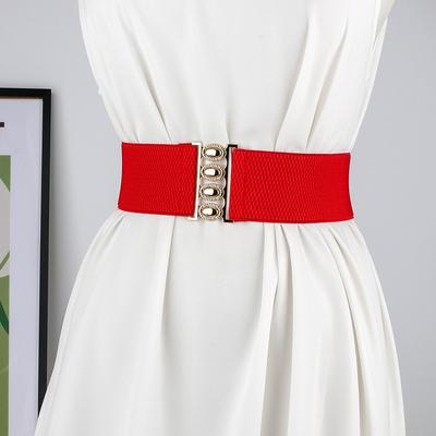 Ceinture Large Élastique à la Taille pour Femmes Ceinture Corset Cinch Simple à Boucle Métallique Robe Ceintures Extensibles