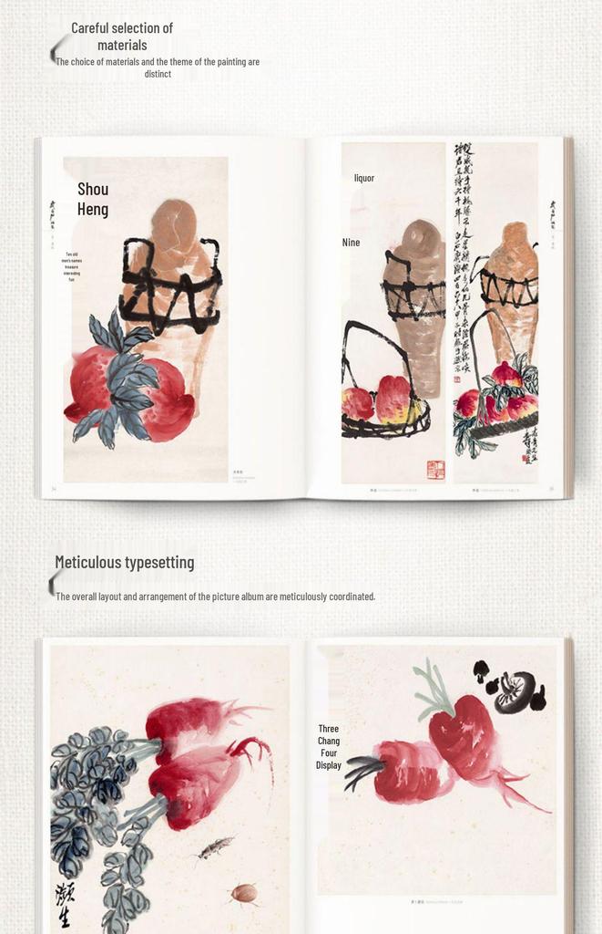 Qi Baishi Art Collection: Vol 1 Flowers & Birds, Vol 2 Fruits & Vegetables, Vol 3 Aquatic Life, Vol 4 Landscapes & Figures, 8K Quality
