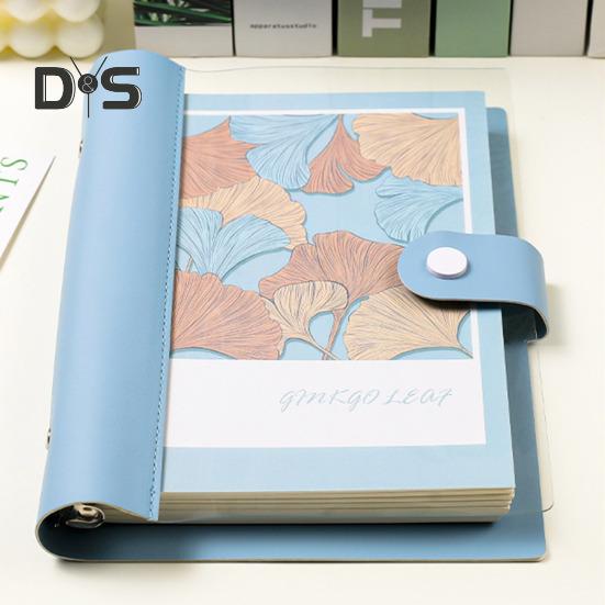 A5 B5 Binder Notebook 120 Pages Artificial Leather Cover Lined Loose-leaf Notebook Metal Snap Personal Journal