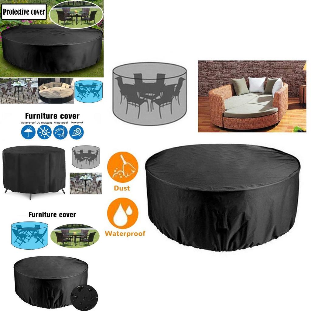 Heavy Duty Circular Table Dust Cover For Courtyard Furniture