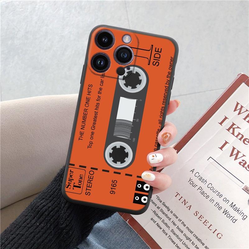 Módní, vtipná, měkká pouzdra na telefon s retro vzorem pro iPhone 15 Pro 6 14 XS 13 Max XR 12 Mini 7 Plus X SE 8 11 TPU nárazuvzdorný černý kryt