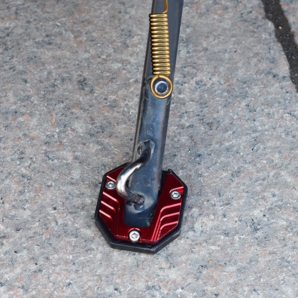 CNC Aluminum Motorcycle Kickstand Extender Anti-Skid Foot Stand Extension Pad Enlarged Base Support Plate Stable Support Prevent
