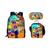 Box Printed Backpack Music Game Student Schoolbag Lunch Bag Pencil Case Set