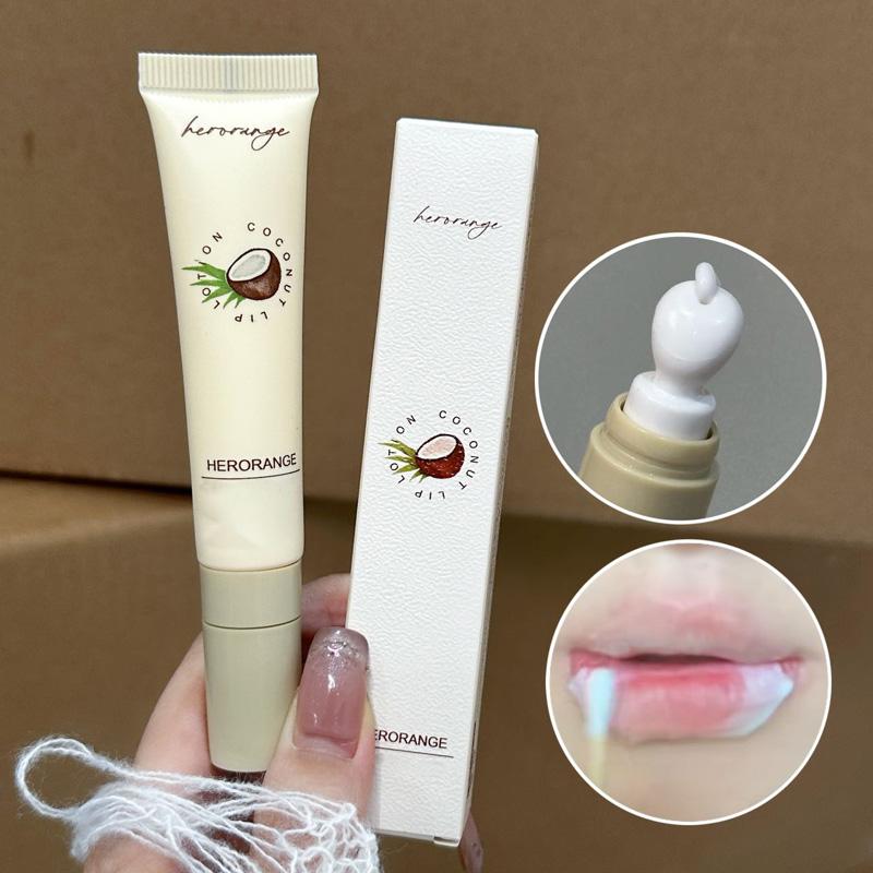 HERORANGE Natural Coconut Lip Milk Moisturizing Lip Balm For Autumn/Winter, Hydrating And Anti-Cracking, Fades Lip Lines