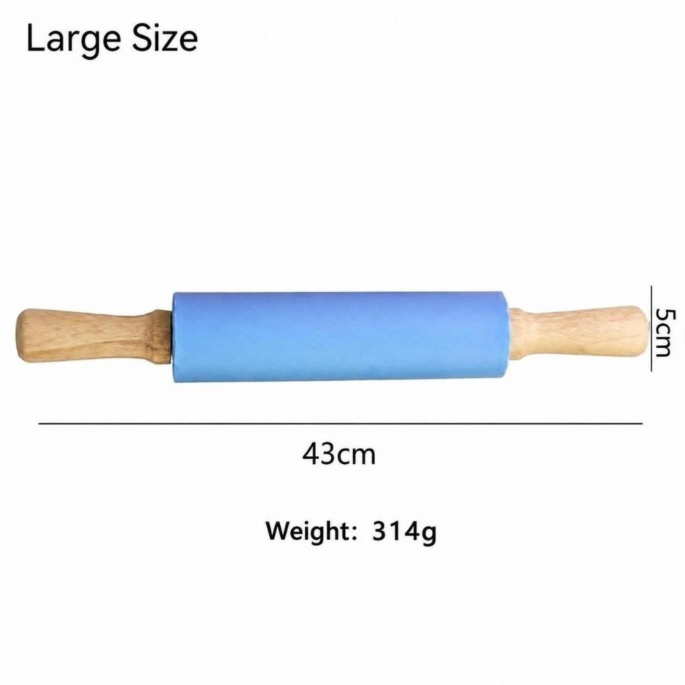 Solid Wood Handle Dough Roller Silicone Baking Rolling Pin Rolling Pin  Dough Pancake Pastry Cookie