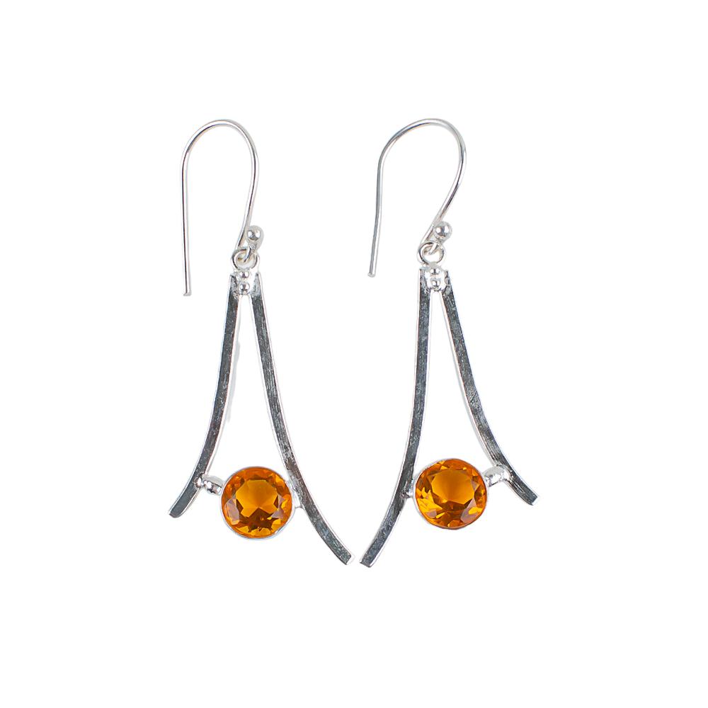 Citrine Gemstone 925 Sterling Silver Jewelry Handmade Earrings1.45" Gift For Her EE-66-1