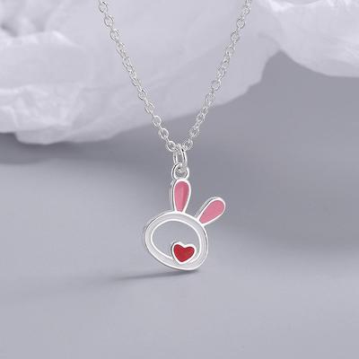 Epoxy Heart Cutout Rabbit Necklace - Cute Design