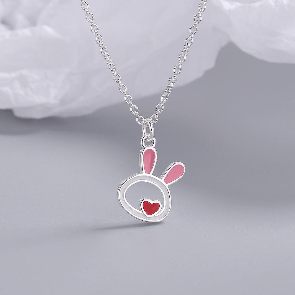 Epoxy Heart Cutout Rabbit Necklace - Cute Design