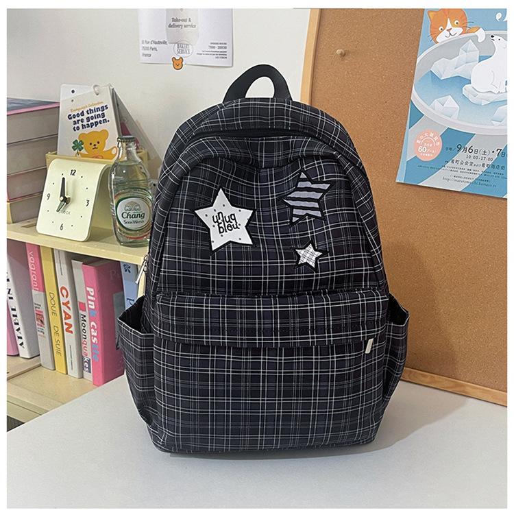 Schoolbag Japanese Plaid Backpack Female Ins New College Style Student Schoolbag Versatile Leisure Large Capacity Travel Backpack