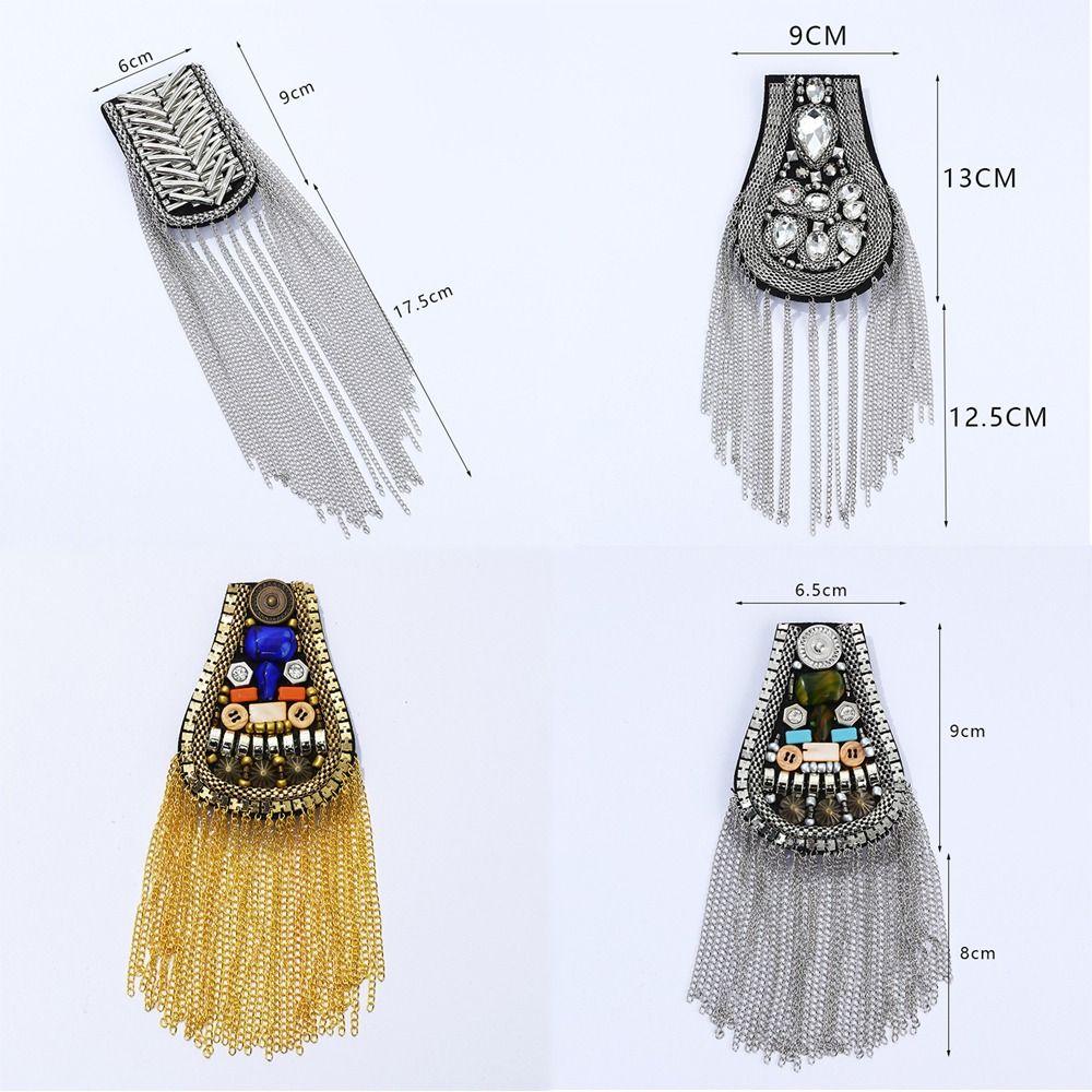 Rhinestone Tassel Epaulette Brooch Pin Beads Clothing Accessories Shoulder Brooch for Men Women