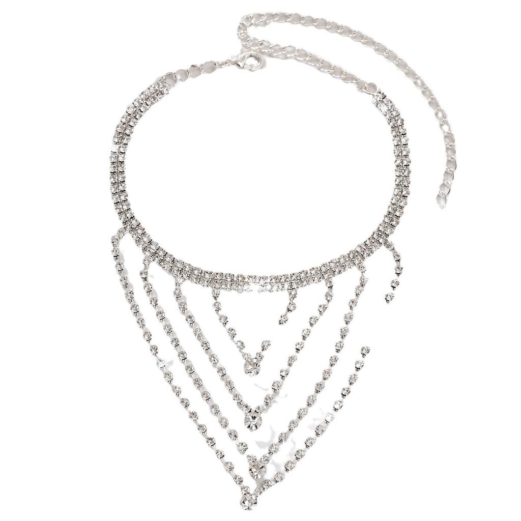 Rhinestone Feet Multi-Layer Fringed Beach Vacation Fashion Simple Anklet Anklet Anklet