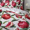 Sommerfrucht Roter Granatapfel Grünes Blatt Bettbezug mit Kissenbezug Kundenspezifisches 3-teiliges Bettwäscheset Steppdeckenbezug Doppelbett Heimtextil
